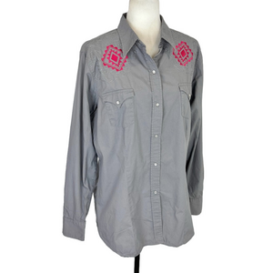 Roper grey embroidered Western shirt